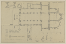 217440 Plattegrond van de Pieterskerk (Pieterskerkhof) te Utrecht, met enkele detailtekeningen en reconstructies naar ...